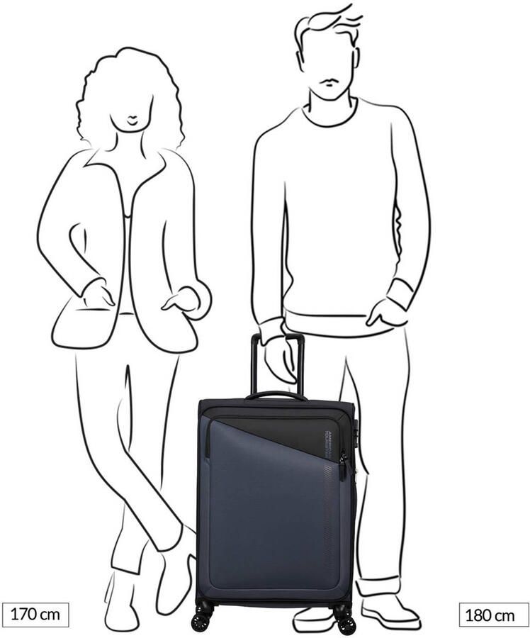 American Tourister trolley Daring Dash 66 cm. Expandable zwart blauw - Foto 2