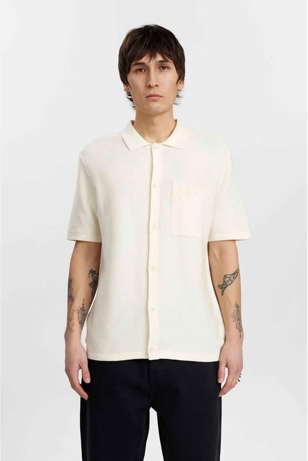 ANERKJENDT Heren Polo's & T-shirts Aksvend S s Knit Shirt Beige - Foto 6