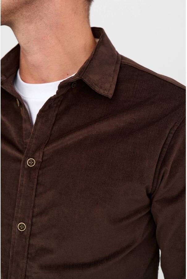 Anerkjendt corduroy regular fit overhemd bruin - Foto 2