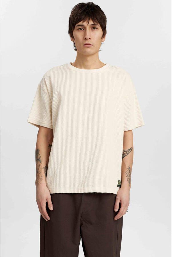 ANERKJENDT Heren Polo's & T-shirts Akvillads Corduroy S s Tee Gebroken Wit - Foto 5