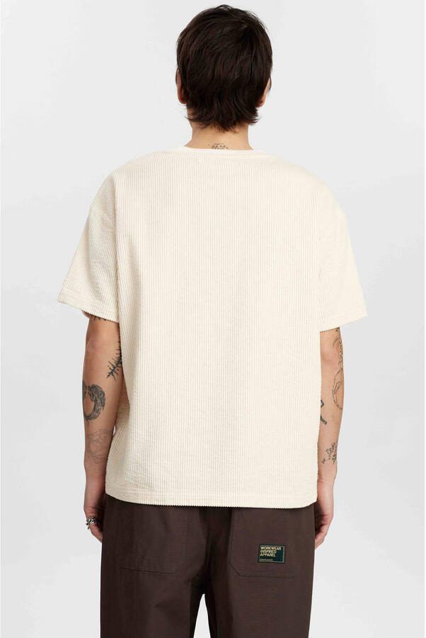 ANERKJENDT Heren Polo's & T-shirts Akvillads Corduroy S s Tee Gebroken Wit - Foto 7