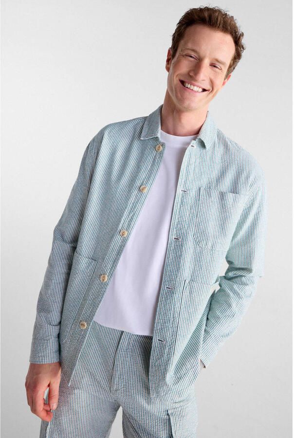 ANERKJENDT Heren Overshirts Akodin Stripe Overshirt Groen - Foto 6