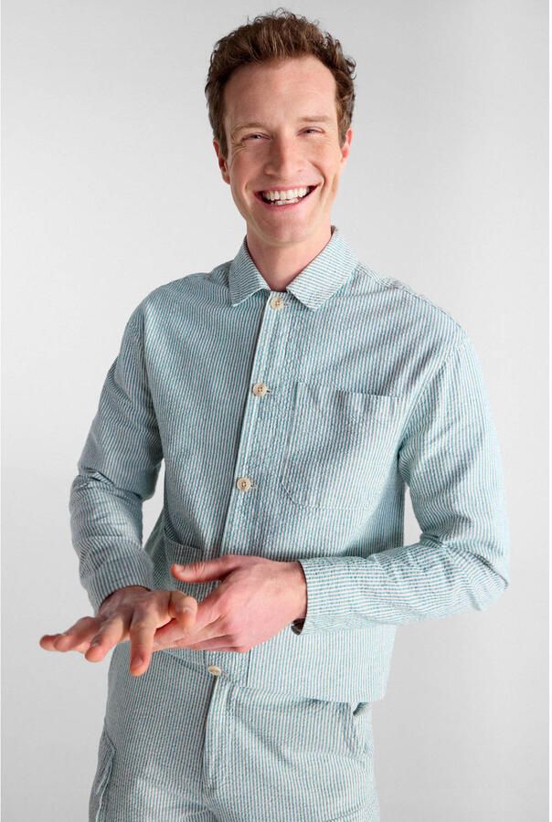 ANERKJENDT Heren Overshirts Akodin Stripe Overshirt Groen - Foto 5