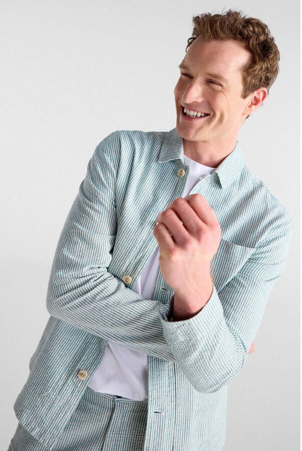 ANERKJENDT Heren Overshirts Akodin Stripe Overshirt Groen - Foto 7