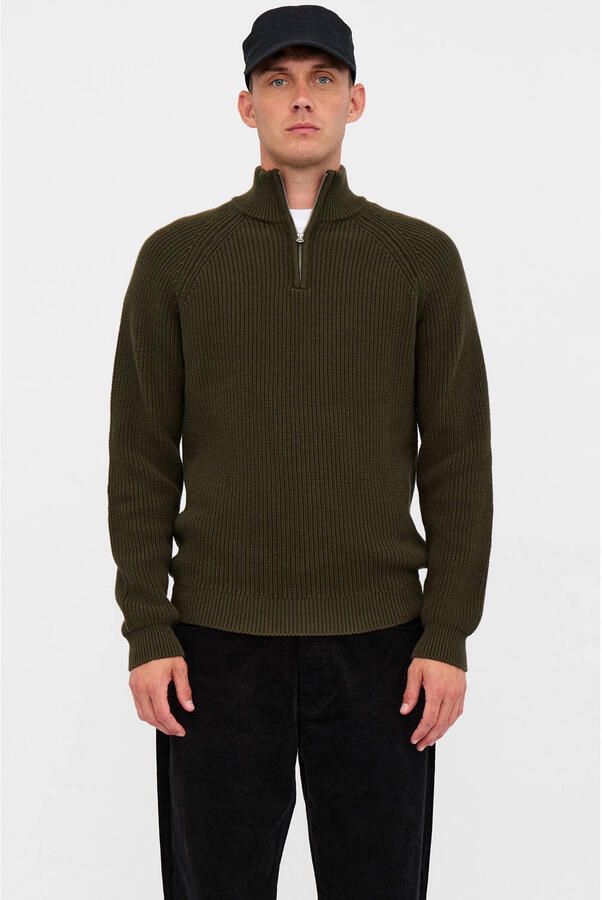 ANERKJENDT Heren Truien & Vesten Aksune Patent Half Zip Knit Donkergroen - Foto 5