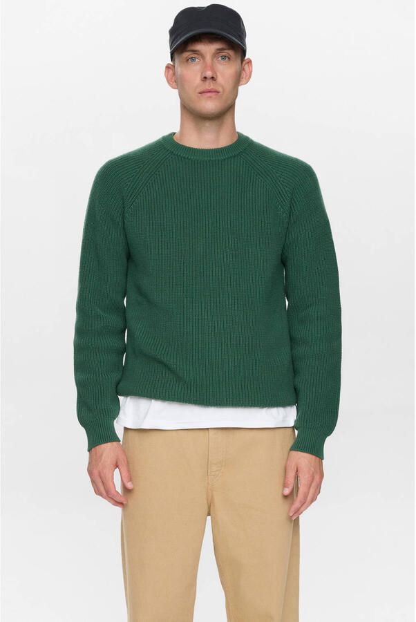 ANERKJENDT Heren Truien & Vesten Aksune Patent Knit Donkergroen - Foto 5