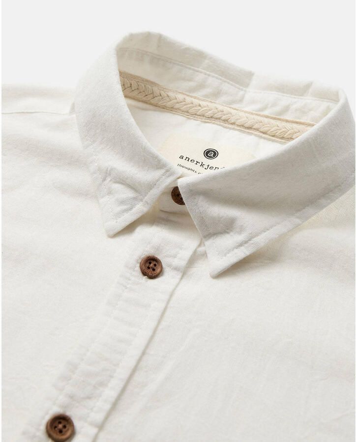 ANERKJENDT Heren Overhemden Akleif L s Cot linen Shirt Wit - Foto 5