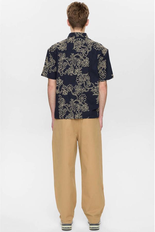 Anerkjendt regular casual overhemd met textuur donkerblauw - Foto 3