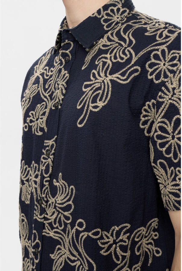 Anerkjendt regular casual overhemd met textuur donkerblauw - Foto 2