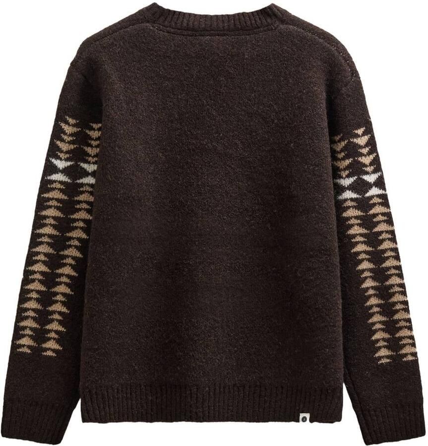Anerkjendt regular fit gebreide jacquard trui met print en wol donkerbruin - Foto 2
