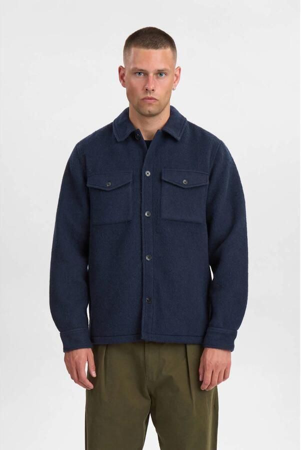 ANERKJENDT Heren Overshirts Akoscar Boiled Wool Overshirt Donkerblauw - Foto 5
