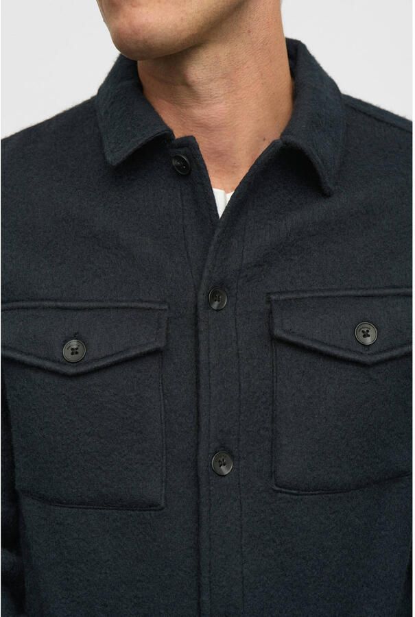 ANERKJENDT Heren Overshirts Akoscar Boiled Wool Overshirt Donkerblauw - Foto 6