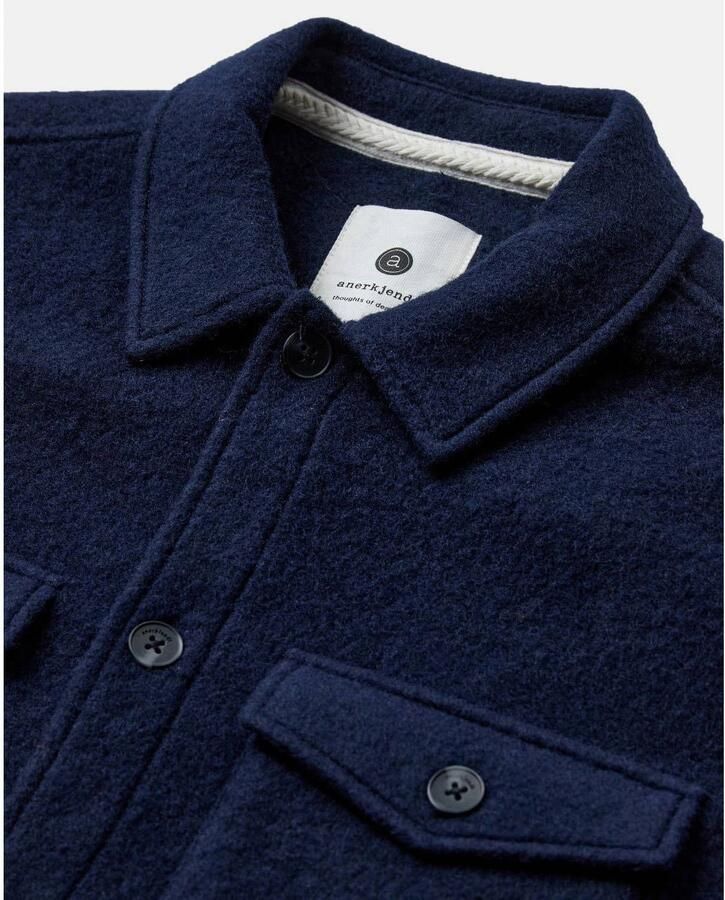 ANERKJENDT Heren Overshirts Akoscar Boiled Wool Overshirt Donkerblauw - Foto 7