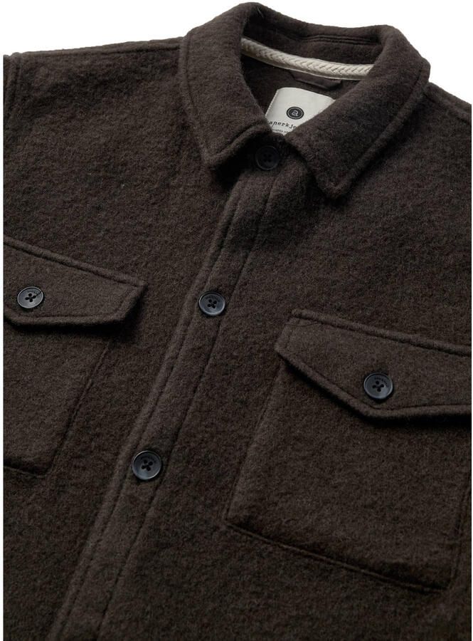 Anerkjendt regular fit overshirt met wol donkerbruin - Foto 2
