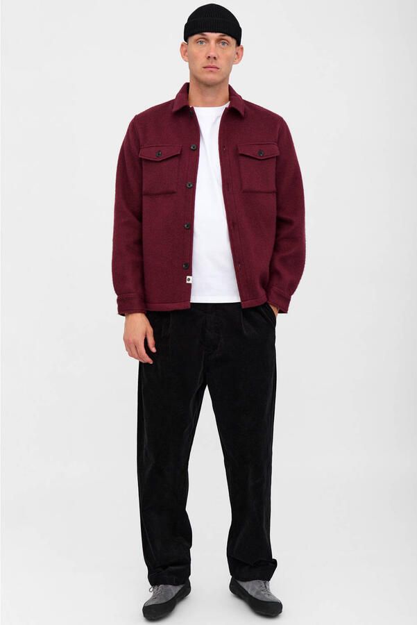 Anerkjendt regular fit overshirt met wol donkerrood - Foto 2