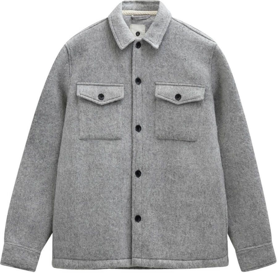Anerkjendt regular fit overshirt met wol lichtgrijs