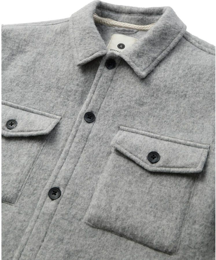 Anerkjendt regular fit overshirt met wol lichtgrijs - Foto 2