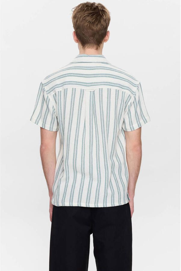 ANERKJENDT Heren Overhemden Akleander Struc Stripe2 Ss Shirt Gebroken Wit - Foto 6
