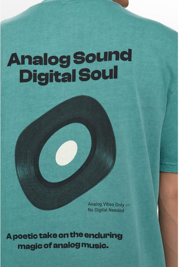 Anerkjendt regular T-shirt met backprint petrol - Foto 2