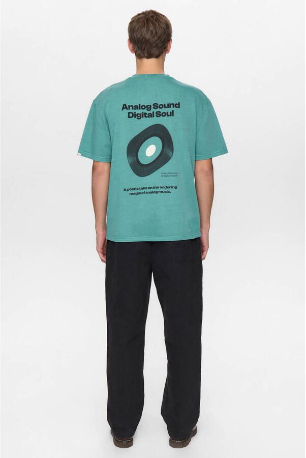 Anerkjendt regular T-shirt met backprint petrol - Foto 3