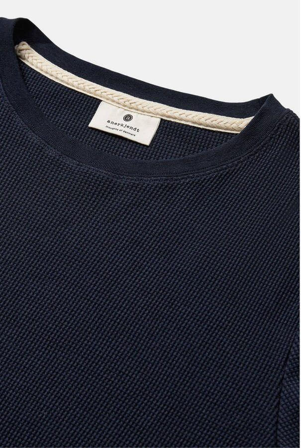 ANERKJENDT Heren Polo's & T-shirts Akkiki S s Waffle Tee Donkerblauw - Foto 6
