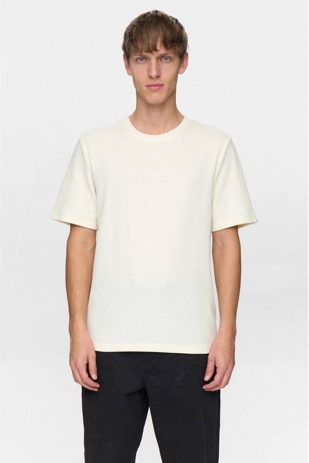 ANERKJENDT Heren Polo's & T-shirts Akkiki S s Waffle Tee Ecru - Foto 5