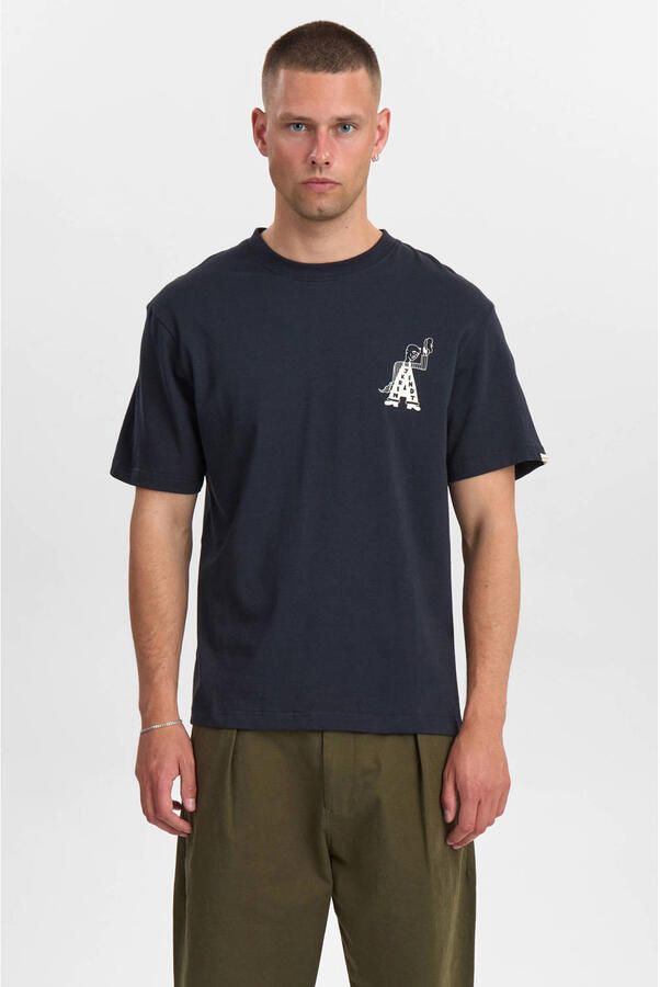 Anerkjendt relaxed T-shirt met backprint donkerblauw