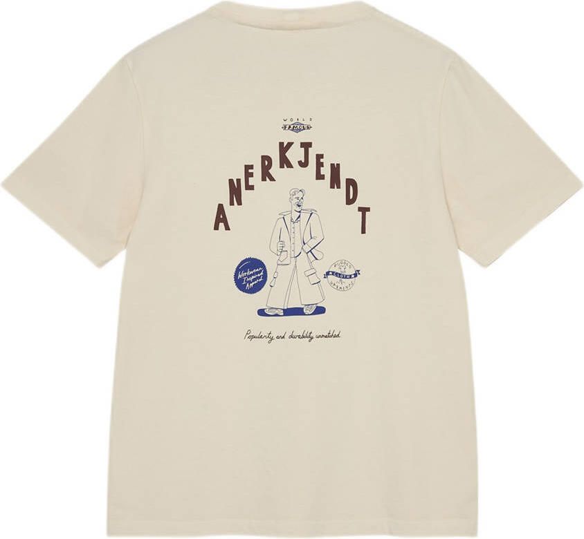 ANERKJENDT Heren Polo's & T-shirts Akkikki Go Outside More Ss Tee Creme - Foto 1