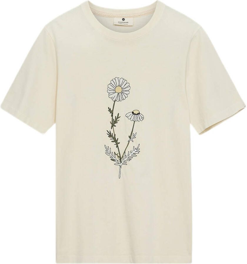 ANERKJENDT Heren Polo's & T-shirts Akkiki Flower Emb S s Tee Gebroken Wit - Foto 2