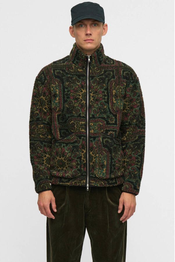 Anerkjendt teddy fleecevest met print donkergroen