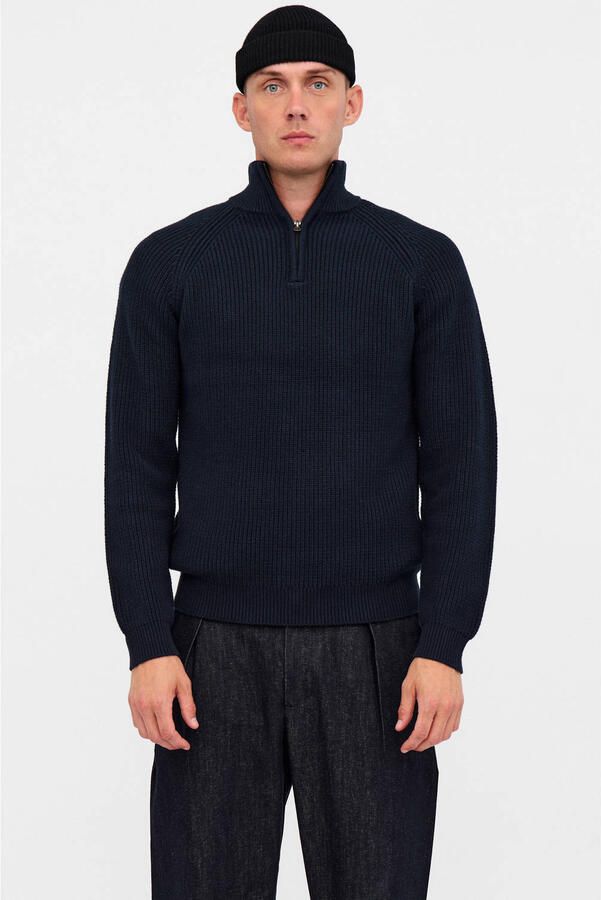 ANERKJENDT Heren Truien & Vesten Aksune Patent Half Zip Knit Donkerblauw - Foto 6