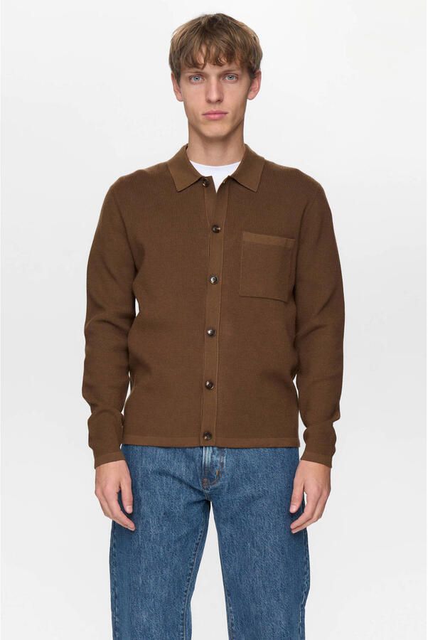 Anerkjendt vest rib gebreid bruin