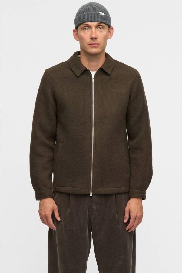 Anerkjendt wollen regular fit overshirt donkerbruin