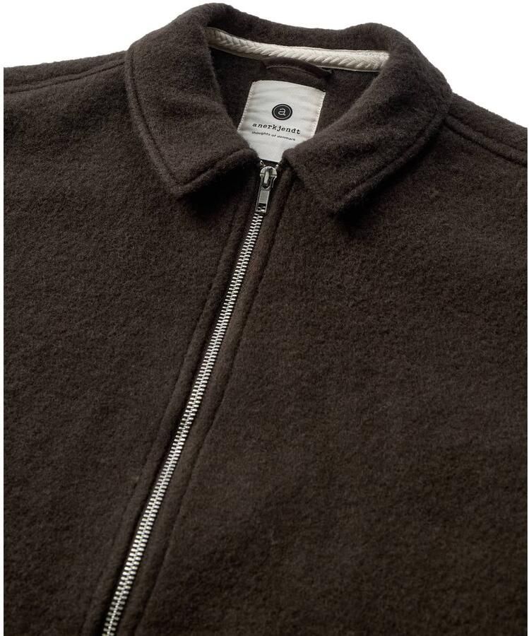 Anerkjendt wollen regular fit overshirt donkerbruin - Foto 2