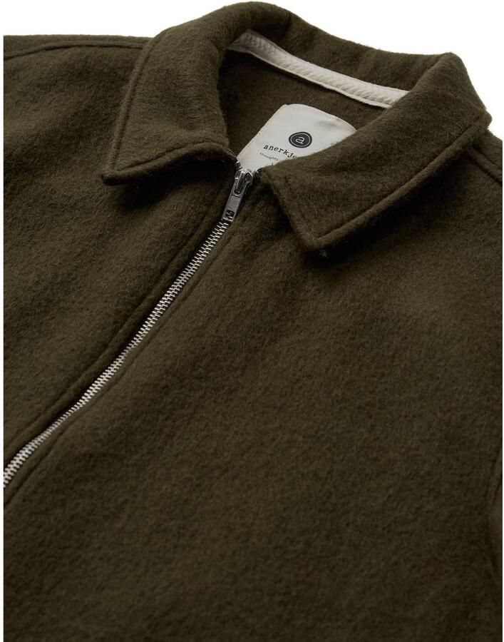 Anerkjendt wollen regular fit overshirt donkergroen - Foto 2