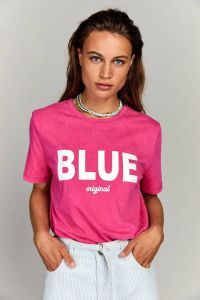 Anna Blue by Anna van Toor T-shirt LOGO T met tekst fuchsia wit