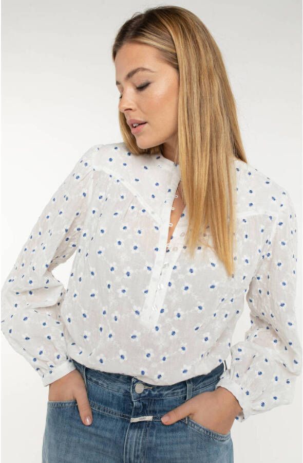 Anna by Anna van Toor gebloemde top wit blauw