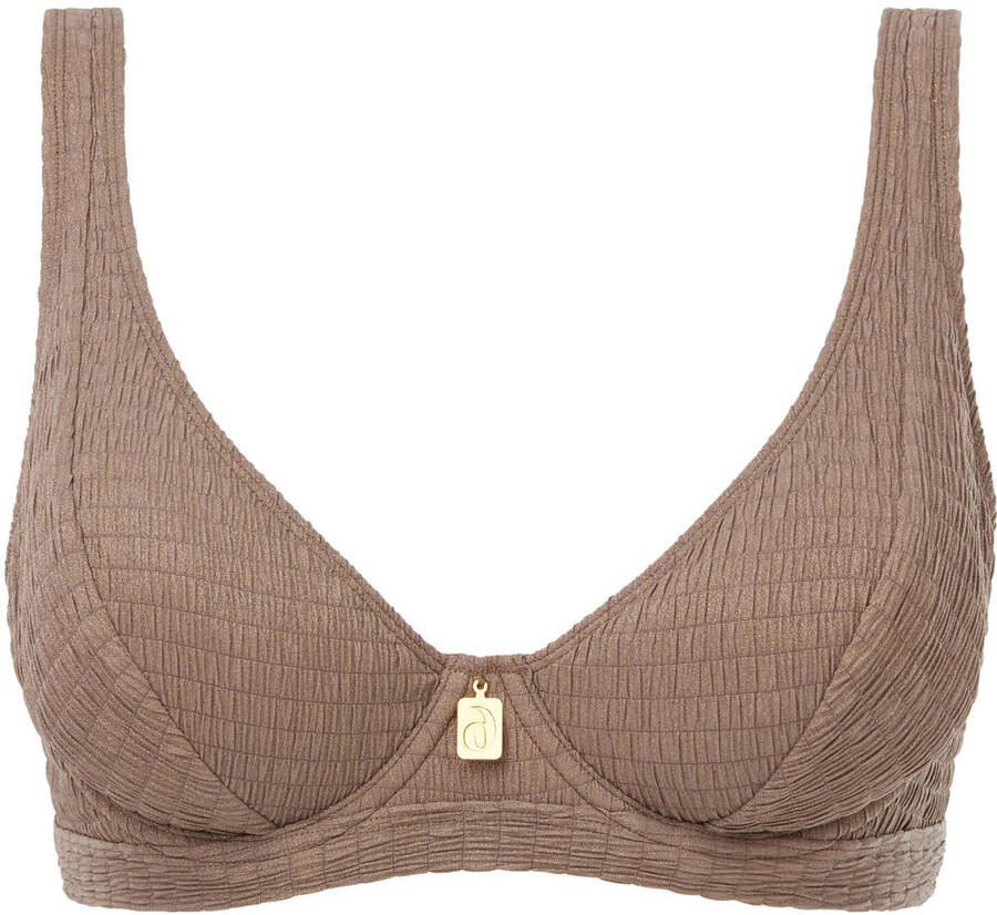 Annadiva Swim niet-voorgevormde beugel bikinitop Sparkling met lurex taupe