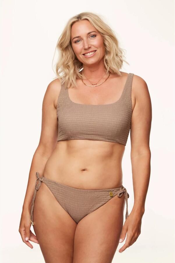 Annadiva Swim strik bikinibroekje Sparkling taupe