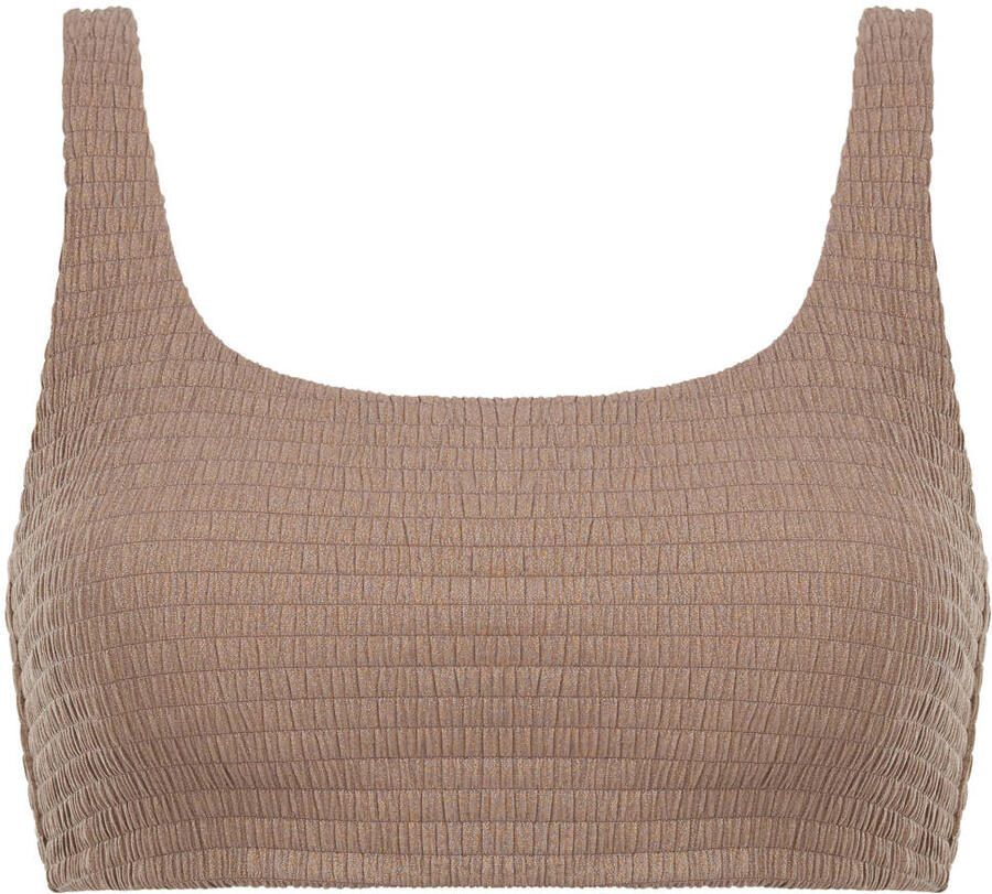 Annadiva Swim voorgevormde crop bikinitop Sparkling met lurex taupe
