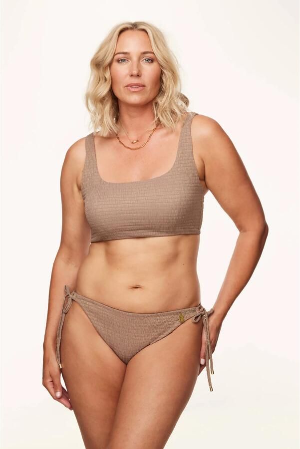Annadiva Swim voorgevormde crop bikinitop Sparkling met lurex taupe - Foto 3