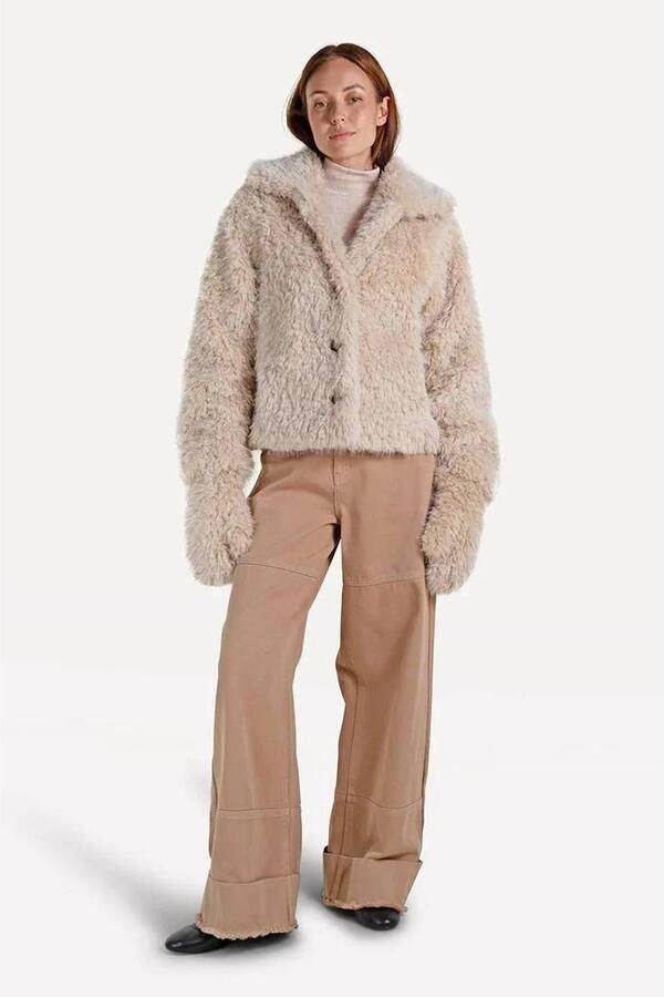 Another-Label faux fur jas zand