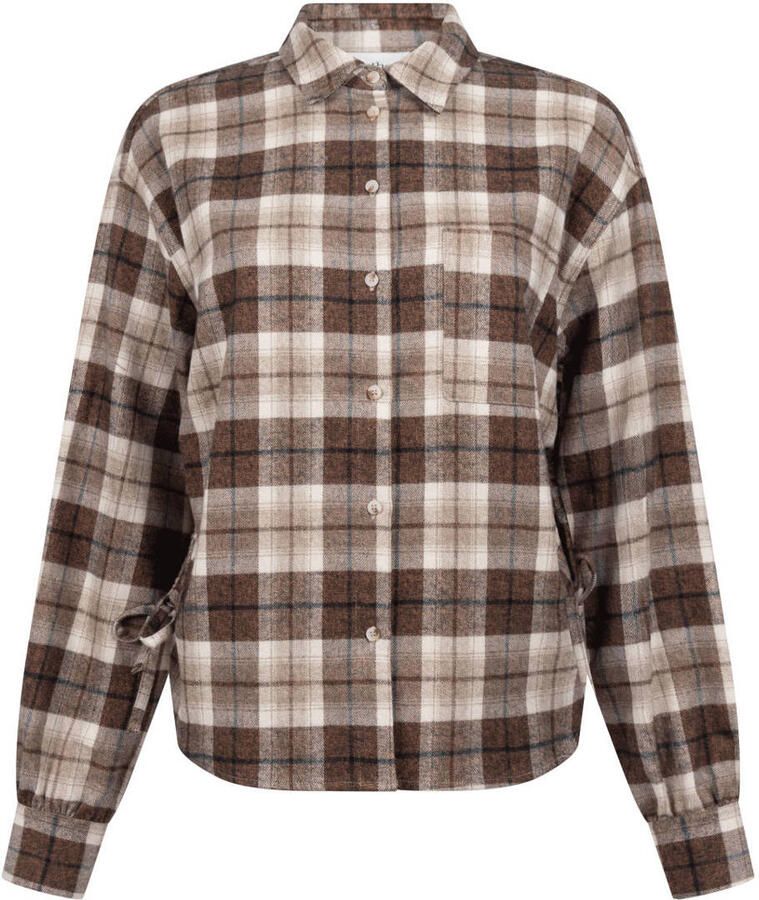 Another-Label flanel geruite blouse bruin