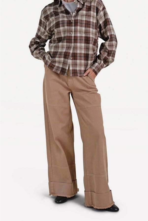 Another-Label flanel geruite blouse bruin