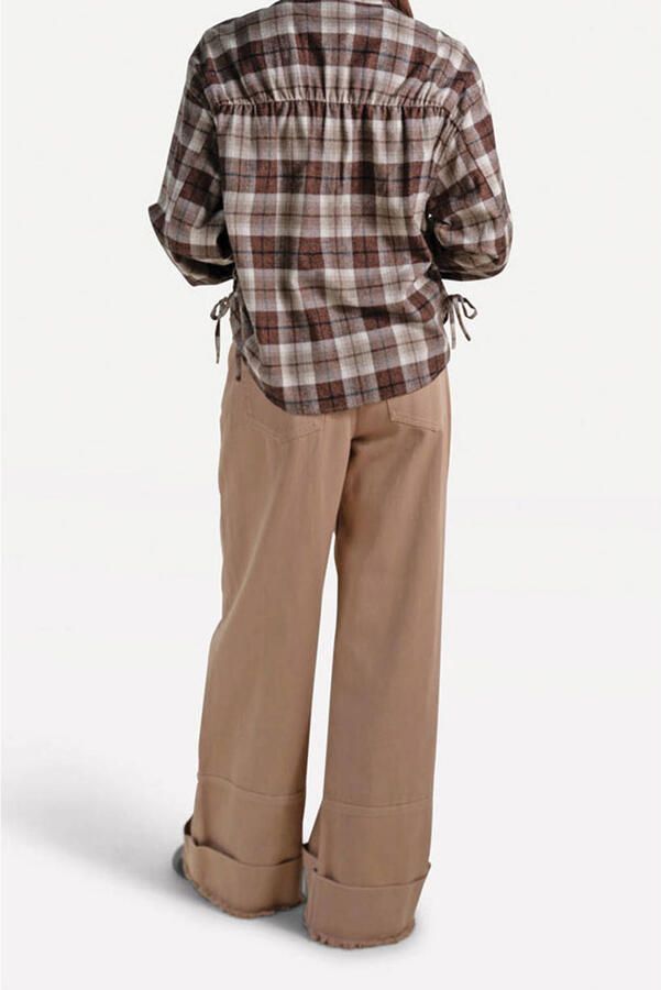 Another-Label flanel geruite blouse bruin - Foto 2
