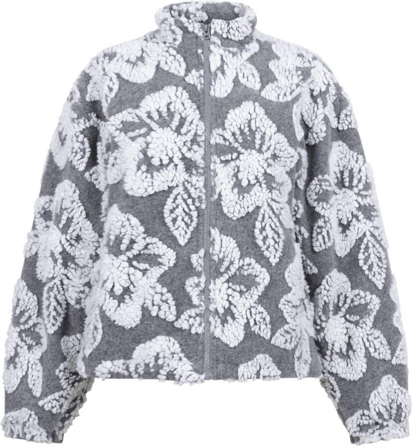 Another-Label gebloemde teddy jas grijs