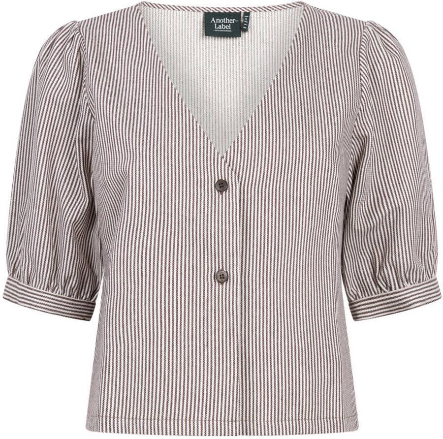 Another-Label gestreepte blouse bruin - Foto 2