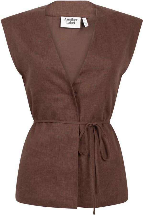 Another-Label gilet met linnen bruin - Foto 3