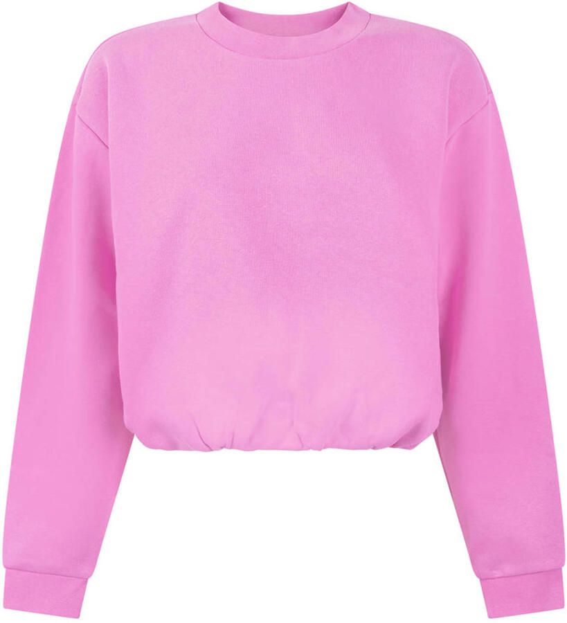Another-Label katoenen cropped trui roze
