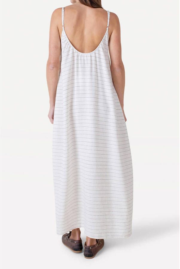 Another-Label maxi jurk met krijtstreep beige - Foto 2